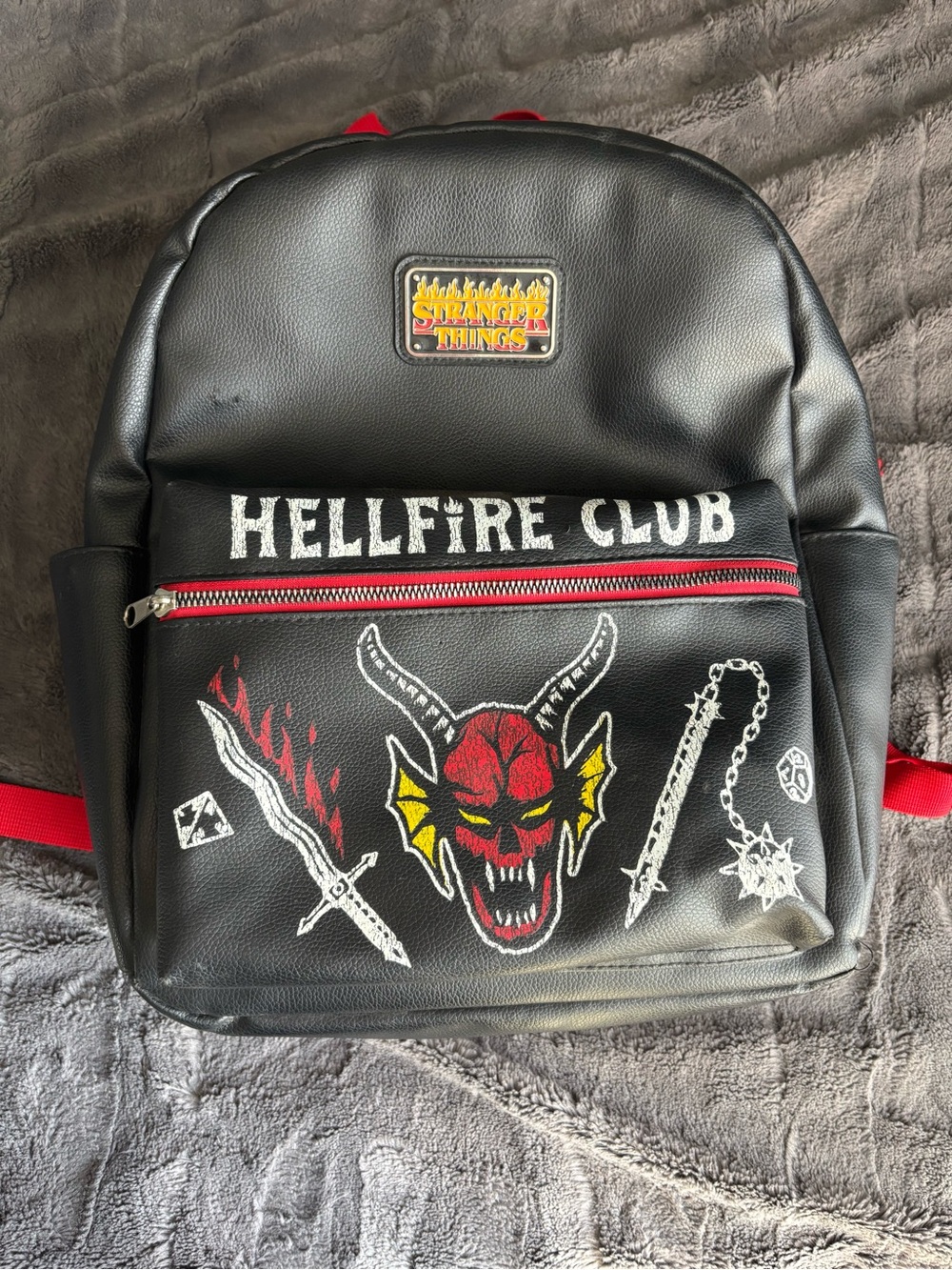 Stranger Things Hellfire Club Black Faux Leather Backpack